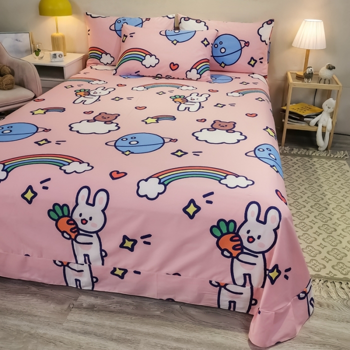 91家纺网 家纺一手货源 找家纺 金爱家 2021新款13372大版全棉卡通四件套 萝卜兔兔