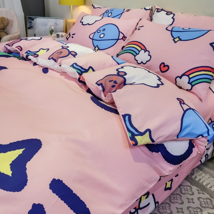 91家纺网 家纺一手货源 找家纺 金爱家 2021新款13372大版全棉卡通四件套 萝卜兔兔