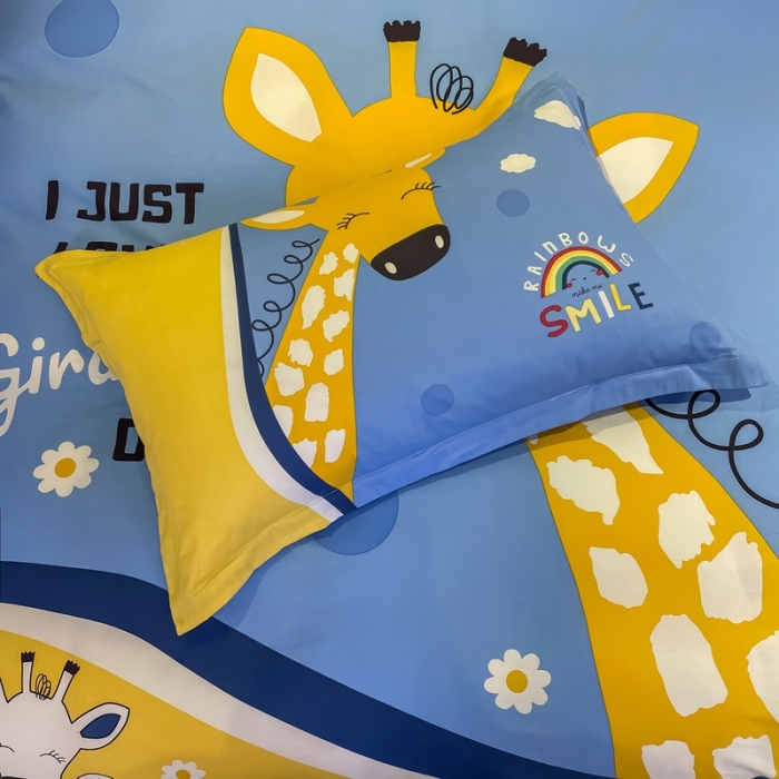 91家纺网 家纺一手货源 找家纺 金爱家 2021新款13372大版全棉卡通四件套 萌鹿