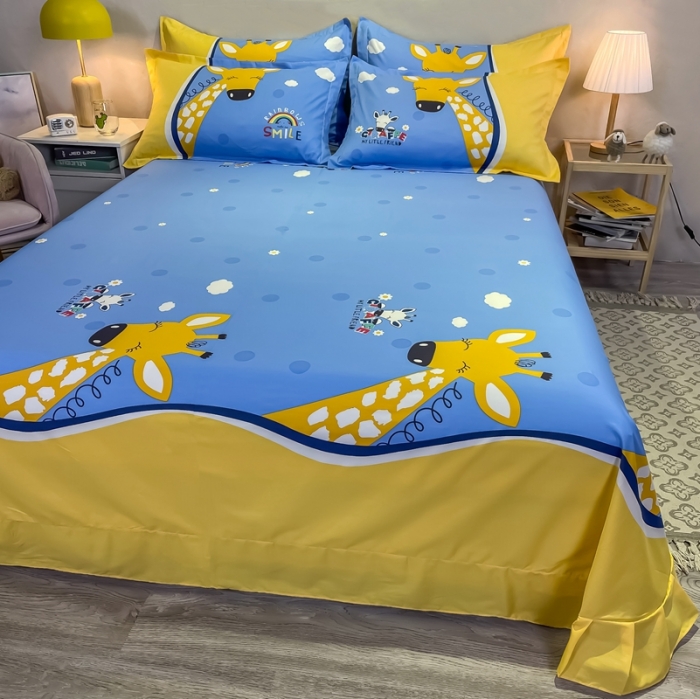 91家纺网 家纺一手货源 找家纺 金爱家 2021新款13372大版全棉卡通四件套 萌鹿