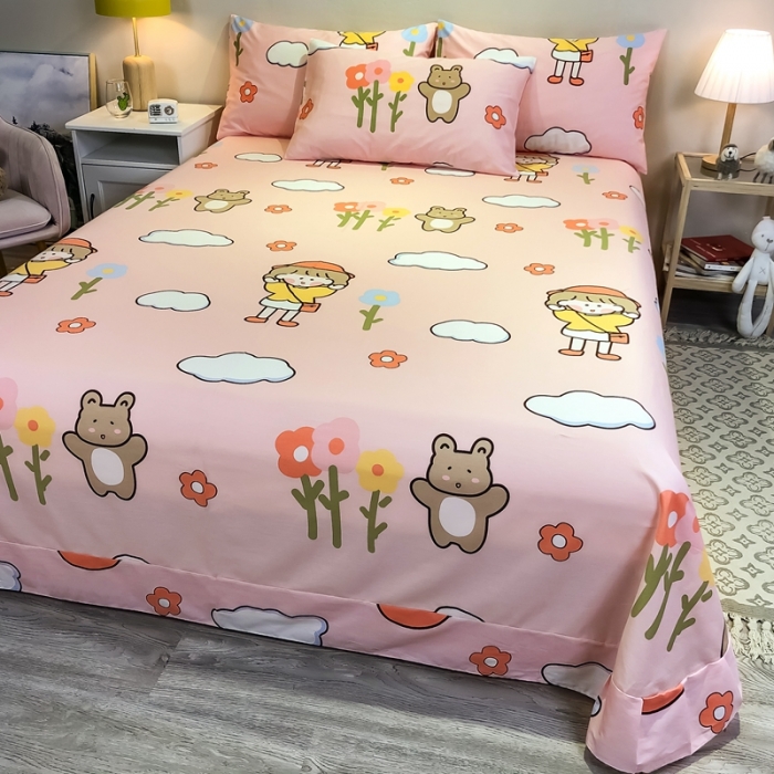 91家纺网 家纺一手货源 找家纺 金爱家 2021新款13372大版全棉卡通四件套 甜蜜女孩