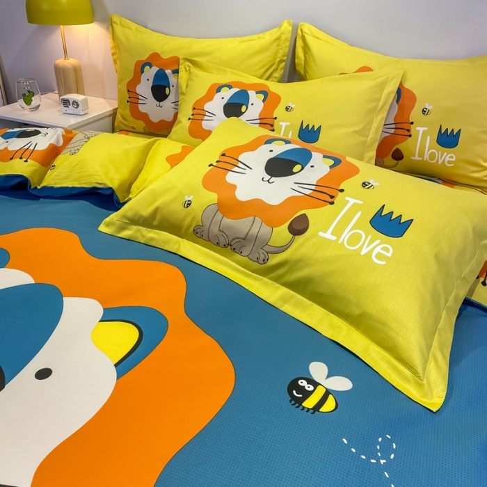 91家纺网 家纺一手货源 找家纺 金爱家 2021新款13372大版全棉卡通四件套 辛巴