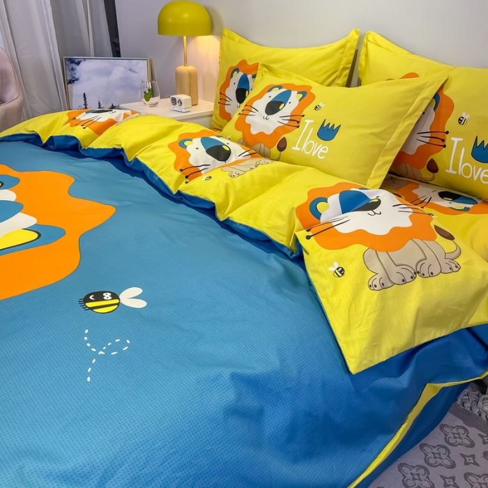 91家纺网 家纺一手货源 找家纺 金爱家 2021新款13372大版全棉卡通四件套 辛巴