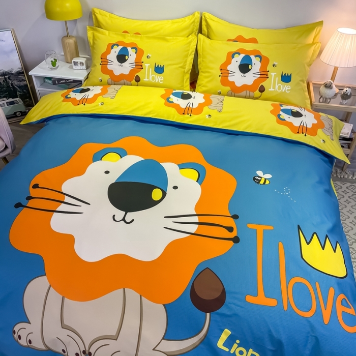 91家纺网 家纺一手货源 找家纺 金爱家 2021新款13372大版全棉卡通四件套 辛巴