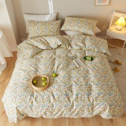 91家纺网 家纺一手货源 找家纺 窝米 2021新款全棉四件套花卉系列 东篱