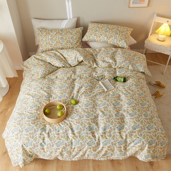 91家纺网 家纺一手货源 找家纺 窝米 2021新款全棉四件套花卉系列 东篱