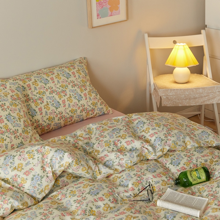 91家纺网 家纺一手货源 找家纺 窝米 2021新款全棉四件套花卉系列 东篱