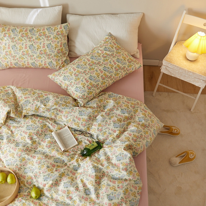 91家纺网 家纺一手货源 找家纺 窝米 2021新款全棉四件套花卉系列 东篱