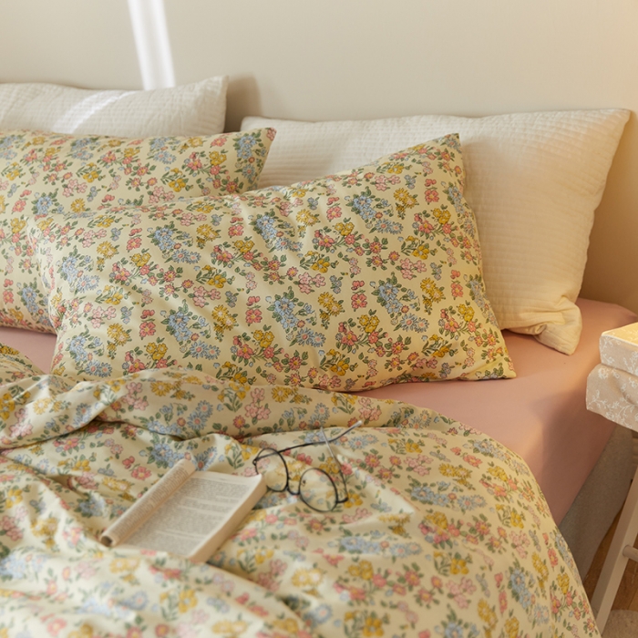 91家纺网 家纺一手货源 找家纺 窝米 2021新款全棉四件套花卉系列 东篱