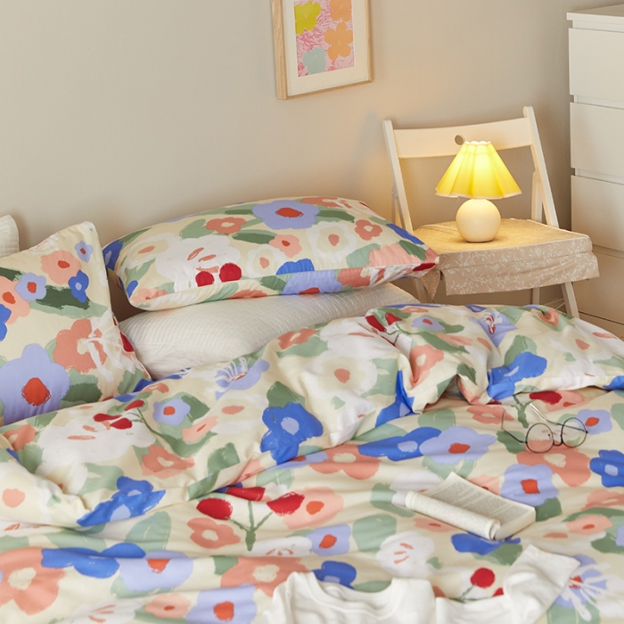 91家纺网 家纺一手货源 找家纺 窝米 2021新款全棉四件套花卉系列 花海