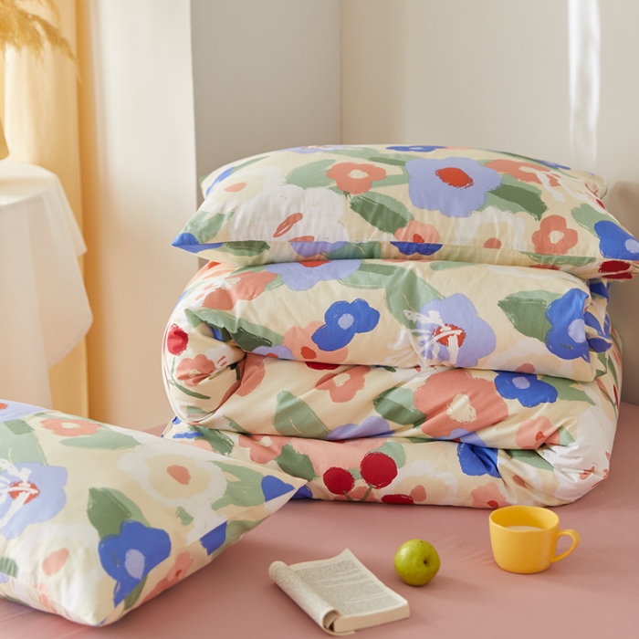 91家纺网 家纺一手货源 找家纺 窝米 2021新款全棉四件套花卉系列 花海