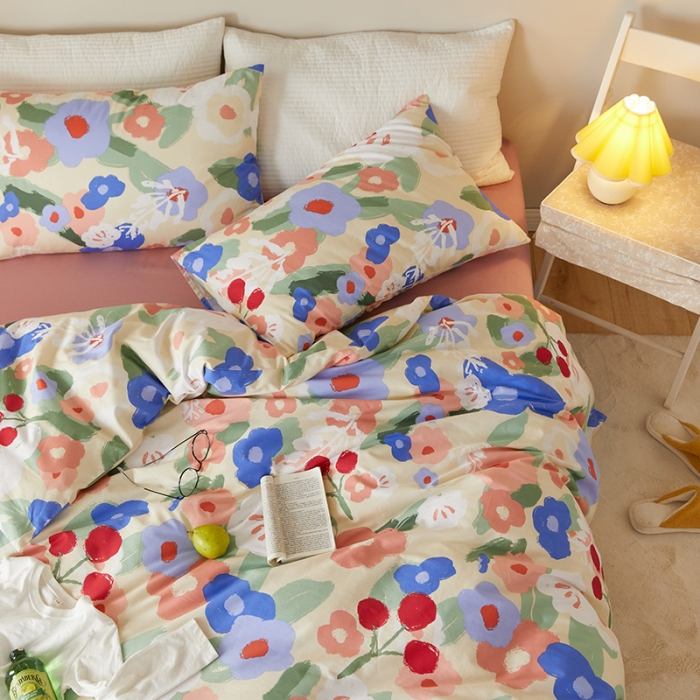 91家纺网 家纺一手货源 找家纺 窝米 2021新款全棉四件套花卉系列 花海