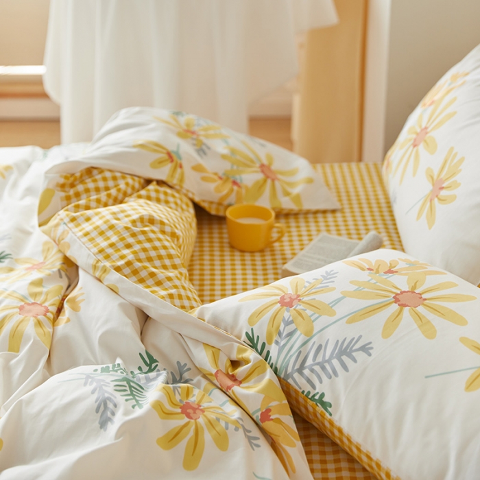 91家纺网 家纺一手货源 找家纺 窝米 2021新款全棉四件套花卉系列 篱种