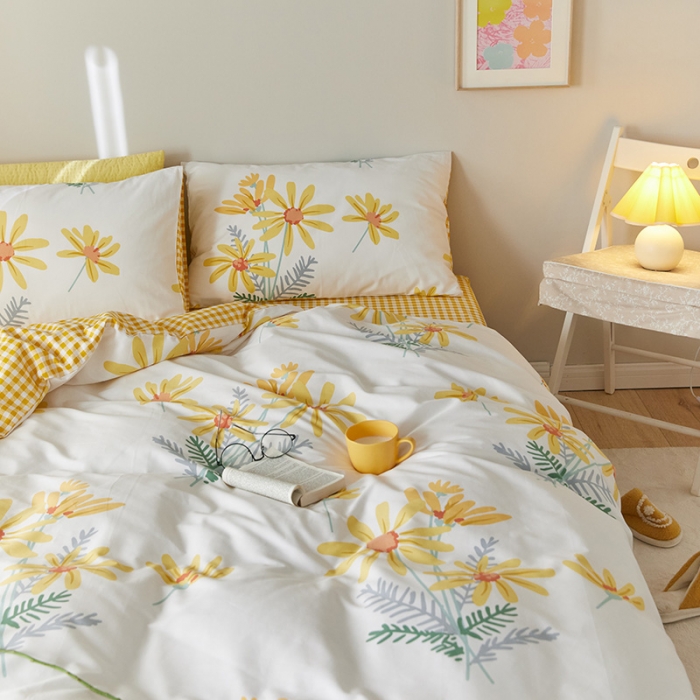 91家纺网 家纺一手货源 找家纺 窝米 2021新款全棉四件套花卉系列 篱种