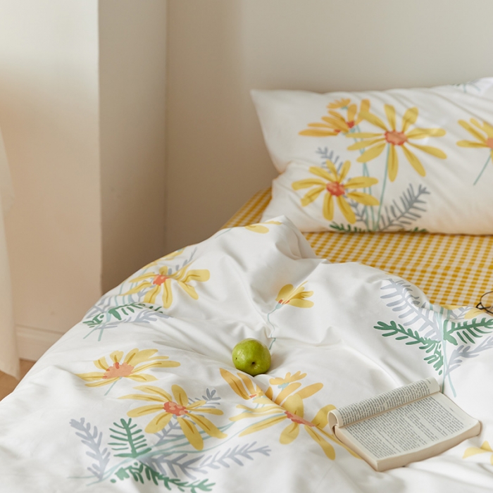 91家纺网 家纺一手货源 找家纺 窝米 2021新款全棉四件套花卉系列 篱种