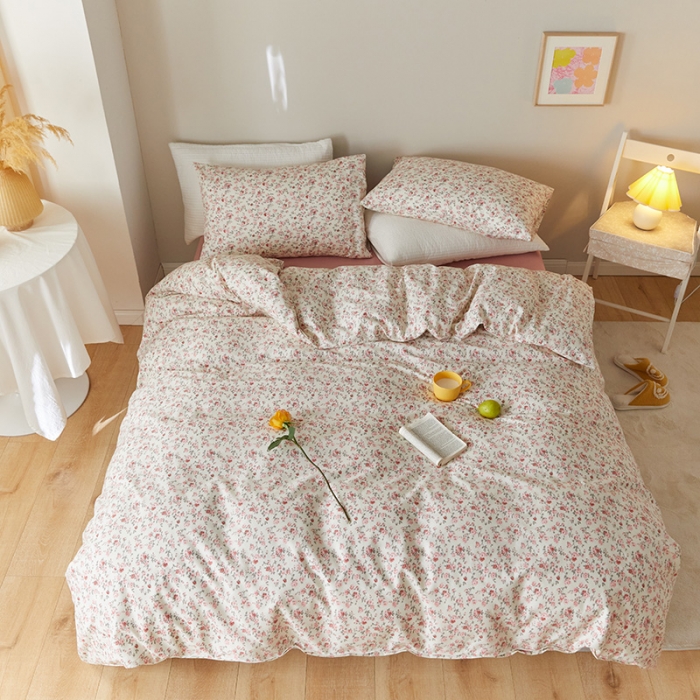 91家纺网 家纺一手货源 找家纺 窝米 2021新款全棉四件套花卉系列 苏蕾