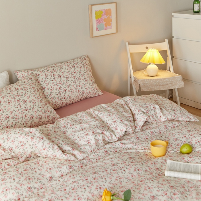 91家纺网 家纺一手货源 找家纺 窝米 2021新款全棉四件套花卉系列 苏蕾