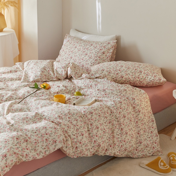 91家纺网 家纺一手货源 找家纺 窝米 2021新款全棉四件套花卉系列 苏蕾