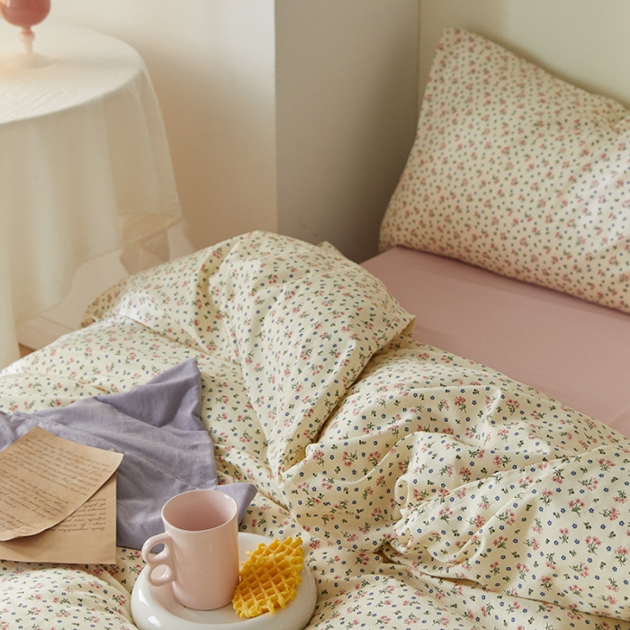 91家纺网 家纺一手货源 找家纺 窝米 2021新款全棉四件套花卉系列 温语