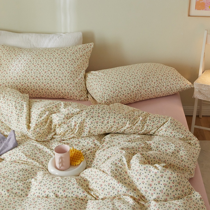 91家纺网 家纺一手货源 找家纺 窝米 2021新款全棉四件套花卉系列 温语