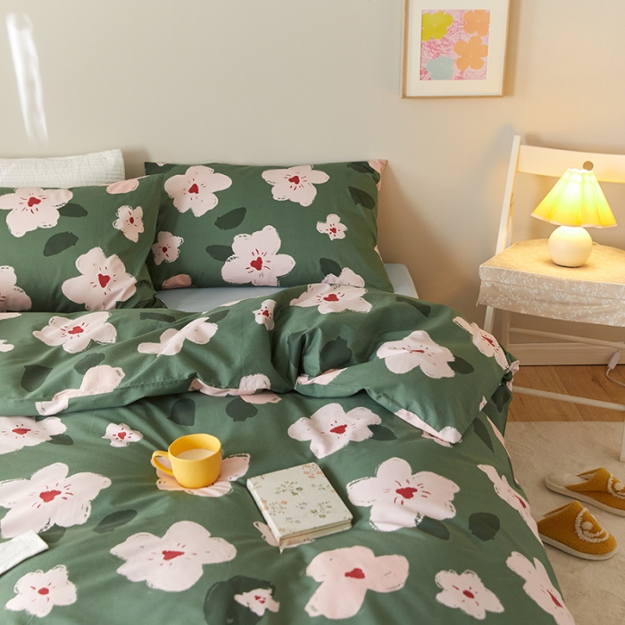 91家纺网 家纺一手货源 找家纺 窝米 2021新款全棉四件套花卉系列 小时光