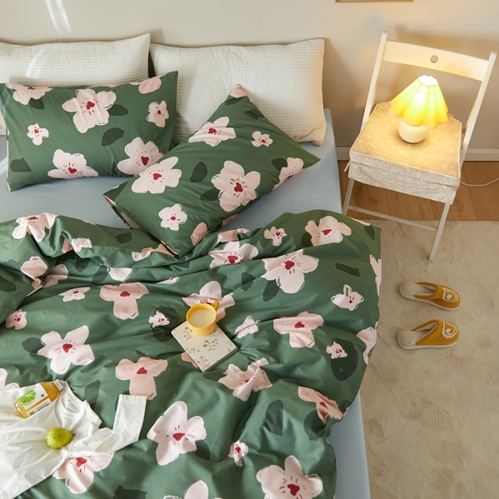 91家纺网 家纺一手货源 找家纺 窝米 2021新款全棉四件套花卉系列 小时光