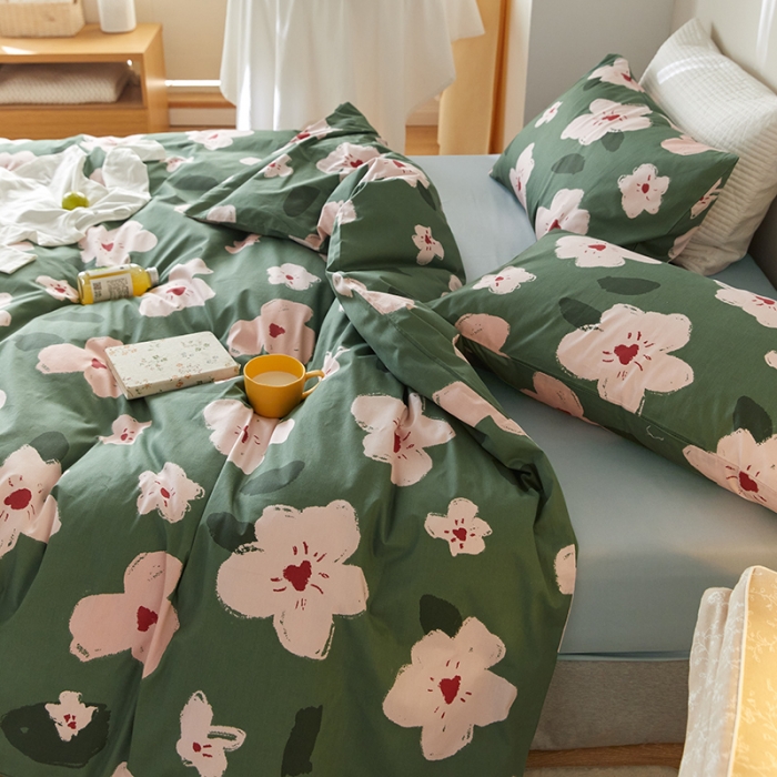 91家纺网 家纺一手货源 找家纺 窝米 2021新款全棉四件套花卉系列 小时光