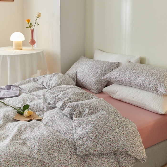 91家纺网 家纺一手货源 找家纺 窝米 2021新款全棉四件套花卉系列 叶叶