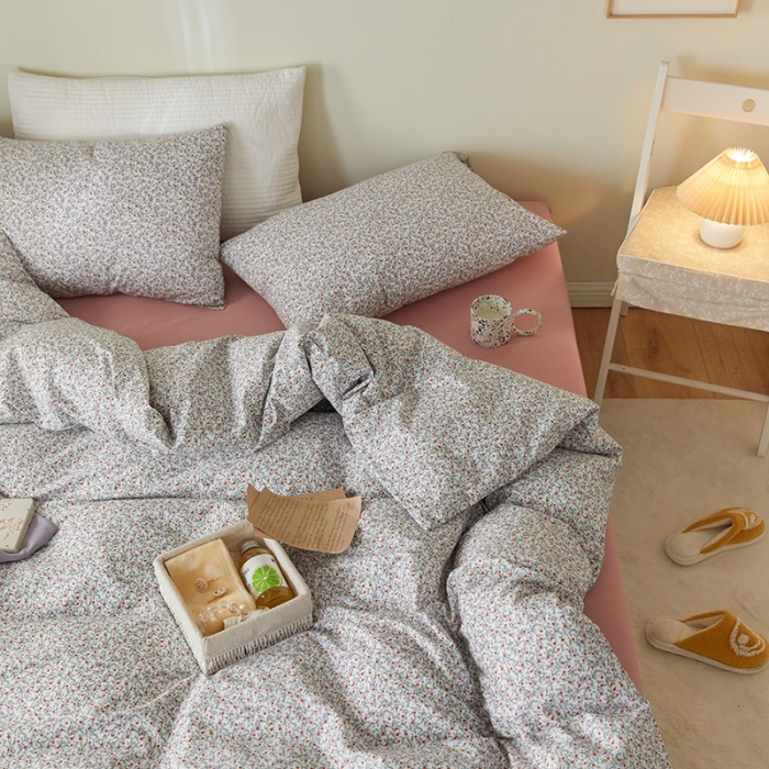 91家纺网 家纺一手货源 找家纺 窝米 2021新款全棉四件套花卉系列 叶叶