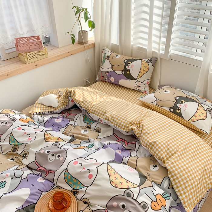 91家纺网 家纺一手货源 找家纺 澳萝拉 2021新款印花全棉四件套 宠物の派对