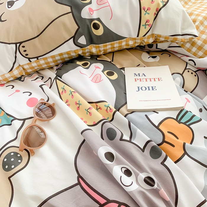 91家纺网 家纺一手货源 找家纺 澳萝拉 2021新款印花全棉四件套 宠物の派对