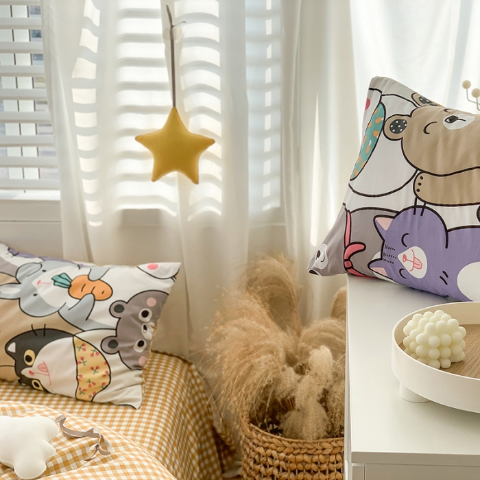 91家纺网 家纺一手货源 找家纺 澳萝拉 2021新款印花全棉四件套 宠物の派对