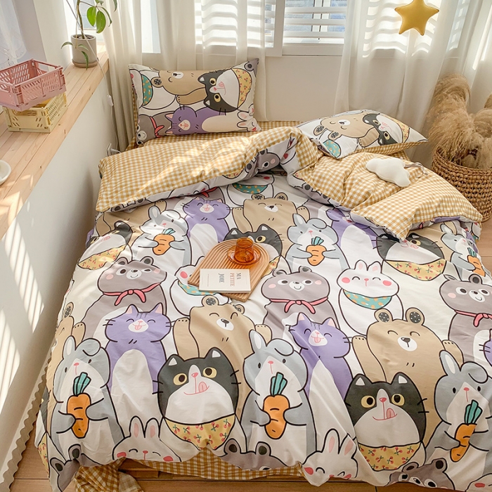 91家纺网 家纺一手货源 找家纺 澳萝拉 2021新款印花全棉四件套 宠物の派对