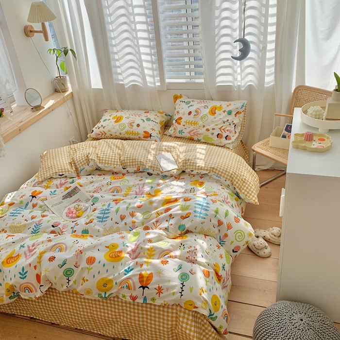 91家纺网 家纺一手货源 找家纺 澳萝拉 2021新款印花全棉四件套 花甜蜜语