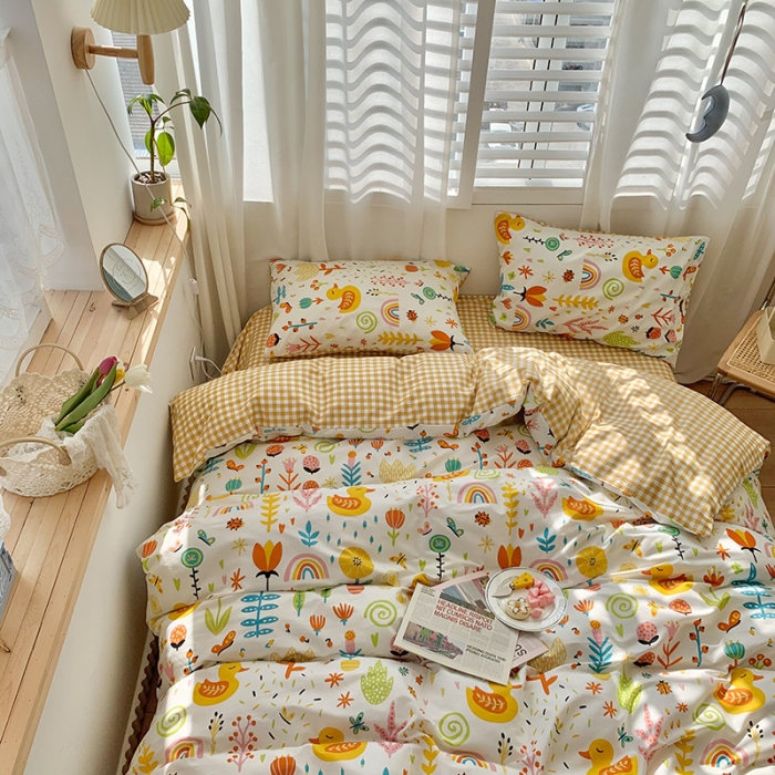 91家纺网 家纺一手货源 找家纺 澳萝拉 2021新款印花全棉四件套 花甜蜜语