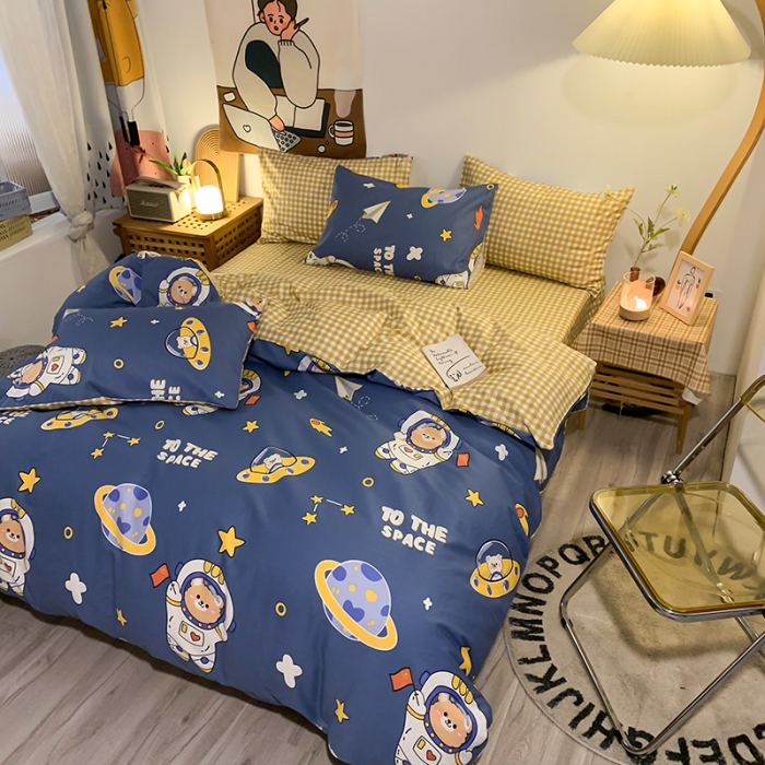 91家纺网 家纺一手货源 找家纺 澳萝拉 2021新款印花全棉四件套 太空熊仔