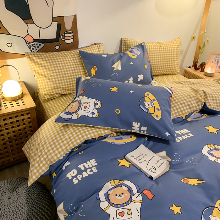 91家纺网 家纺一手货源 找家纺 澳萝拉 2021新款印花全棉四件套 太空熊仔