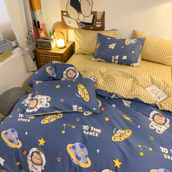 91家纺网 家纺一手货源 找家纺 澳萝拉 2021新款印花全棉四件套 太空熊仔