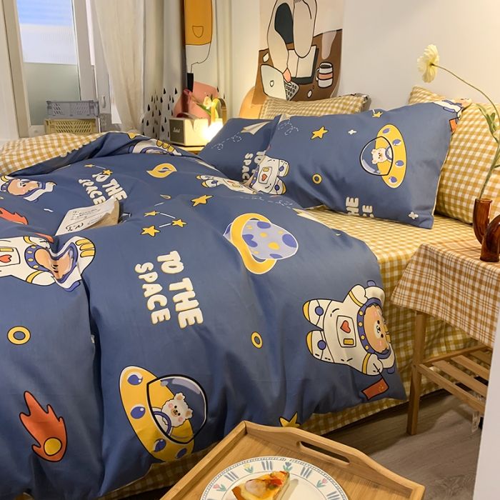 91家纺网 家纺一手货源 找家纺 澳萝拉 2021新款印花全棉四件套 太空熊仔