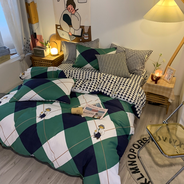 91家纺网 家纺一手货源 找家纺 澳萝拉 2021新款印花全棉四件套 侦探熊