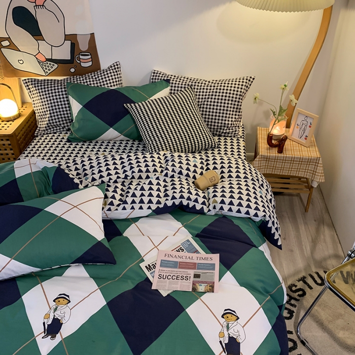 91家纺网 家纺一手货源 找家纺 澳萝拉 2021新款印花全棉四件套 侦探熊