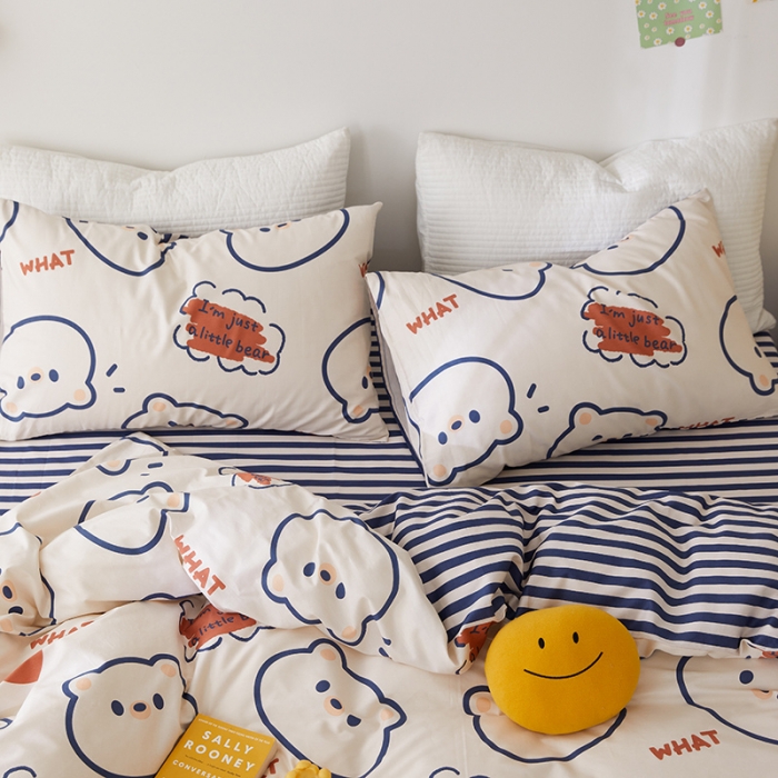 91家纺网 家纺一手货源 找家纺 窝米 2021新款春季全棉卡通四件套 简易熊