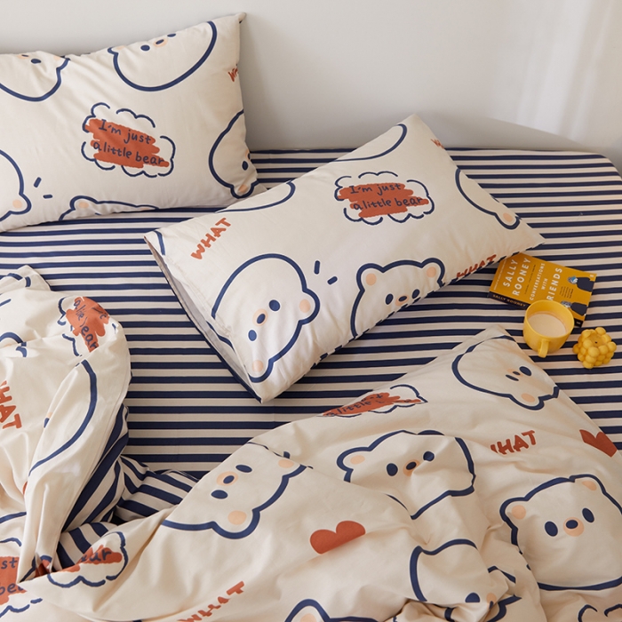 91家纺网 家纺一手货源 找家纺 窝米 2021新款春季全棉卡通四件套 简易熊