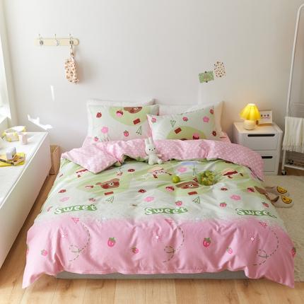 窝米 2021新款春季全棉卡通四件套 木瓜女孩