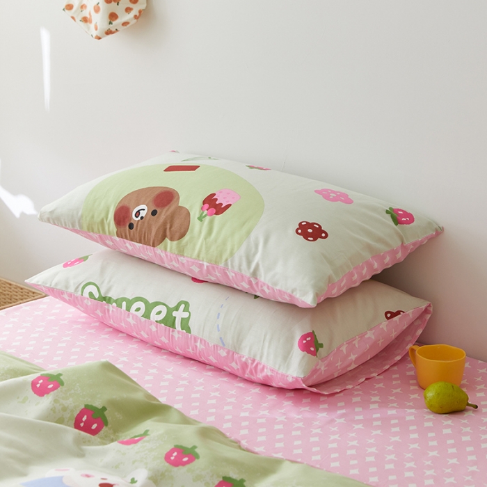 91家纺网 家纺一手货源 找家纺 窝米 2021新款春季全棉卡通四件套 木瓜女孩