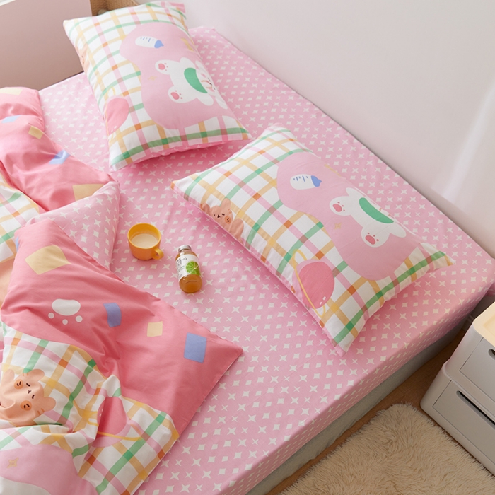 91家纺网 家纺一手货源 找家纺 窝米 2021新款春季全棉卡通四件套 奶香猫咪