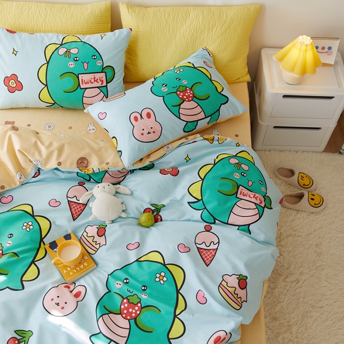 91家纺网 家纺一手货源 找家纺 窝米 2021新款春季全棉卡通四件套 胖胖龙