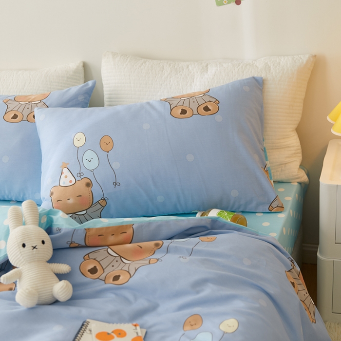 91家纺网 家纺一手货源 找家纺 窝米 2021新款春季全棉卡通四件套 气球熊