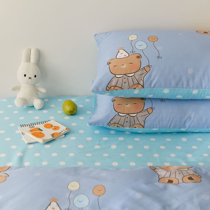 91家纺网 家纺一手货源 找家纺 窝米 2021新款春季全棉卡通四件套 气球熊