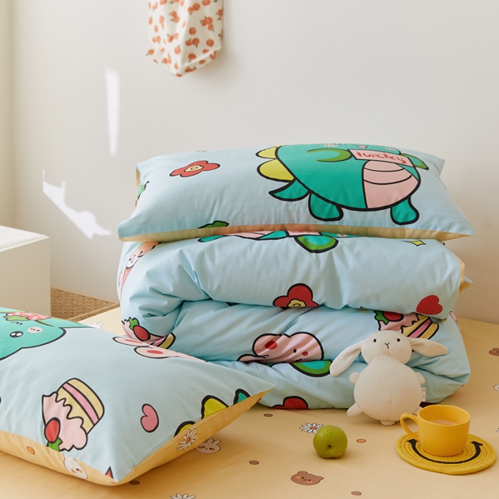 91家纺网 家纺一手货源 找家纺 窝米 2021新款春季全棉卡通四件套 胖胖龙